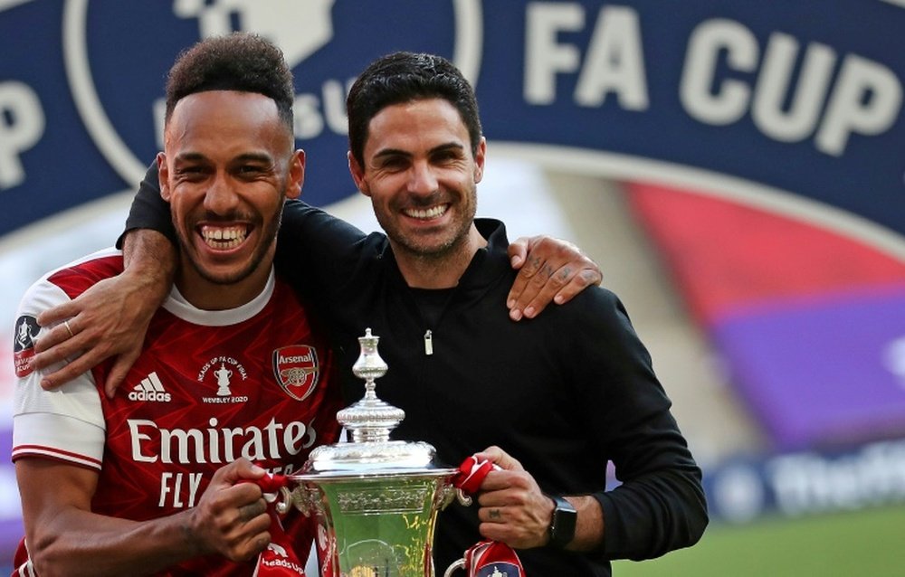 Aubameyang soma 109 jogos, 70 gols e 14 assistências no Arsenal. AFP