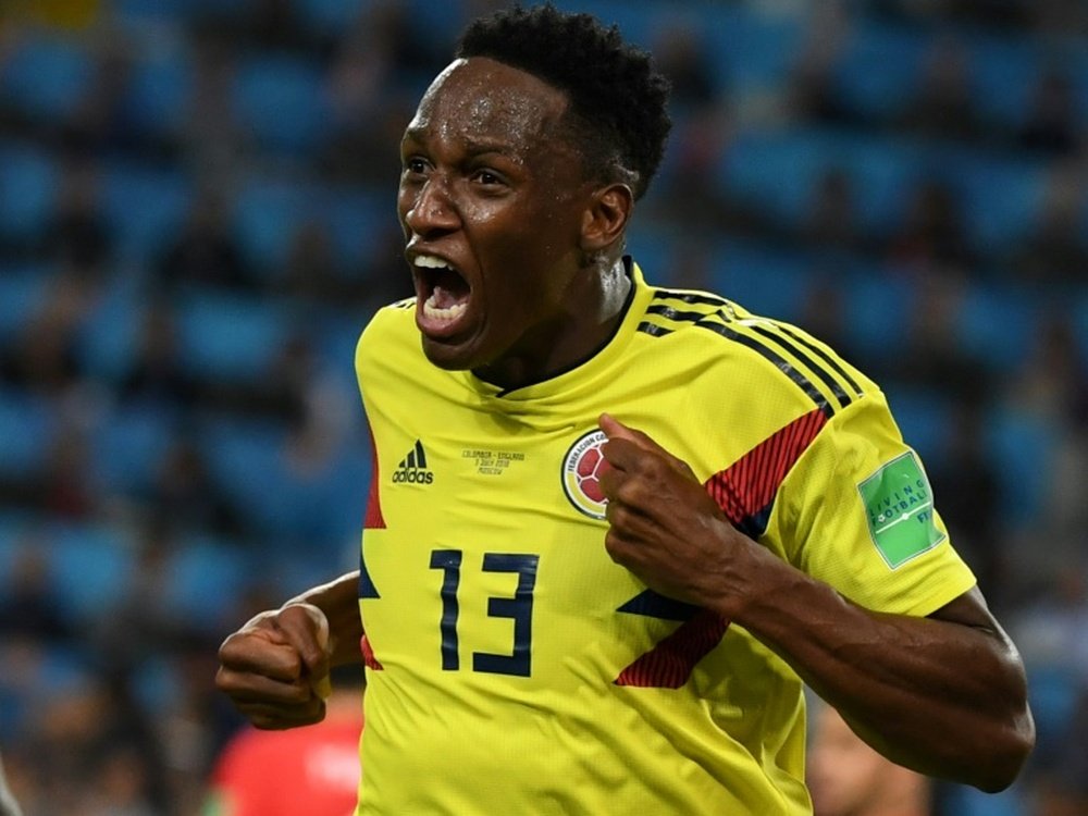 Yerry Mina could make his Everton debut on Sunday. AFP