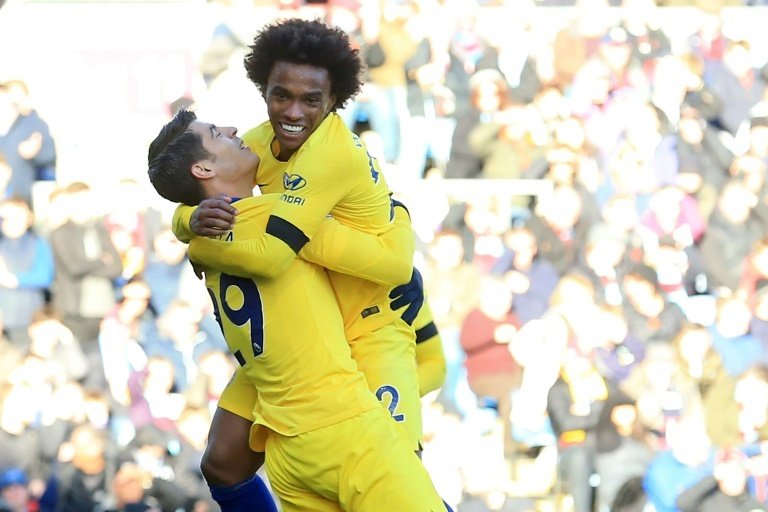 Willian and Alvaro Morata were on target in Chelsea's 4-0 win at Burnley. AFP