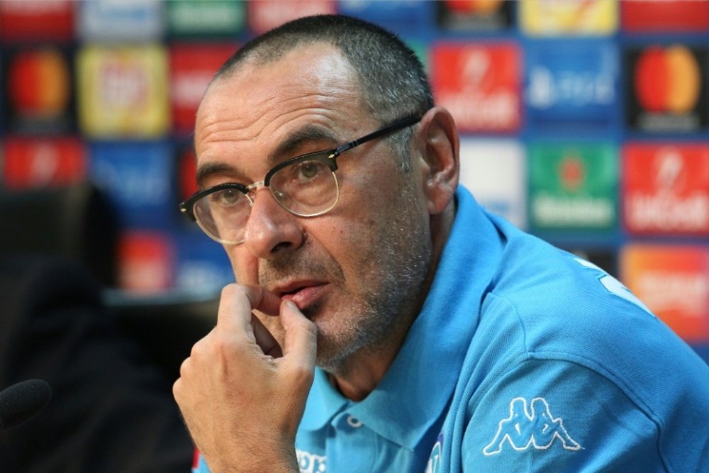 Napoli's coach Maurizio Sarri wants to play against Manchester United during the CL groupstage. AFP
