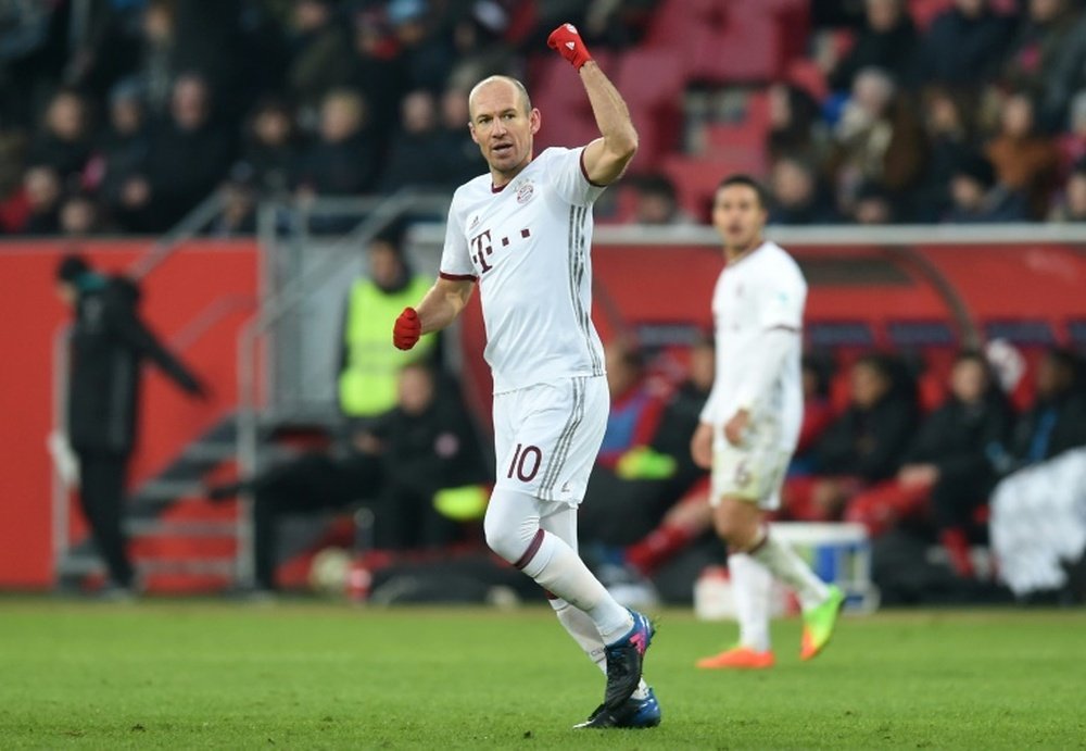 Bayern Munich's Arjen Robben celebrates his goal on Saturday. AFP