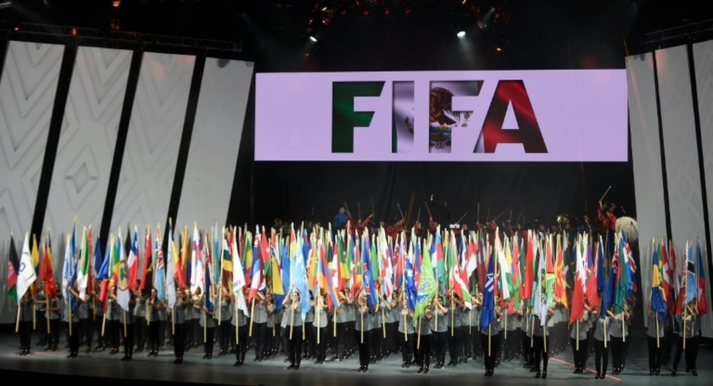 View of the opening ceremony of the 66th FIFA Congress being held from May 12 to 13 at the Auditorio Nacional in Mexico City on May 12, 2016