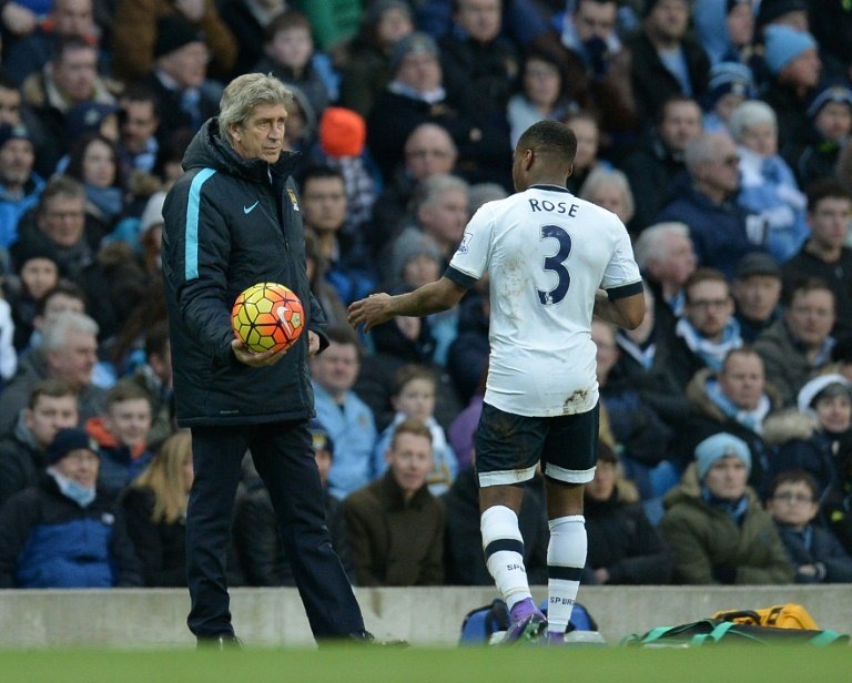 Manuel Pellegrini (L) has criticised referee Mark Clattenburgs ruling during the Premier League match between City and Tottenham, saying: It was absolutely the wrong decision (to award the penalty for a handball)