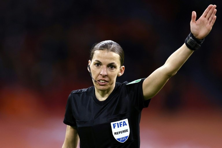 Frappart was the first woman to referee in the UCL. AFP