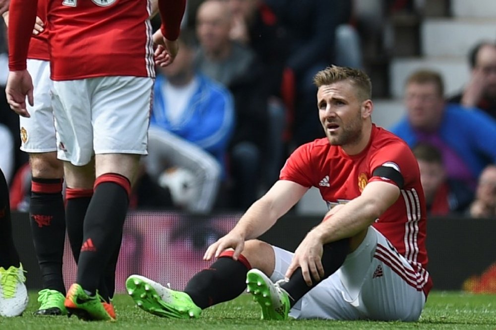 Shaw was susbstituted at half-time against Brighton. AFP