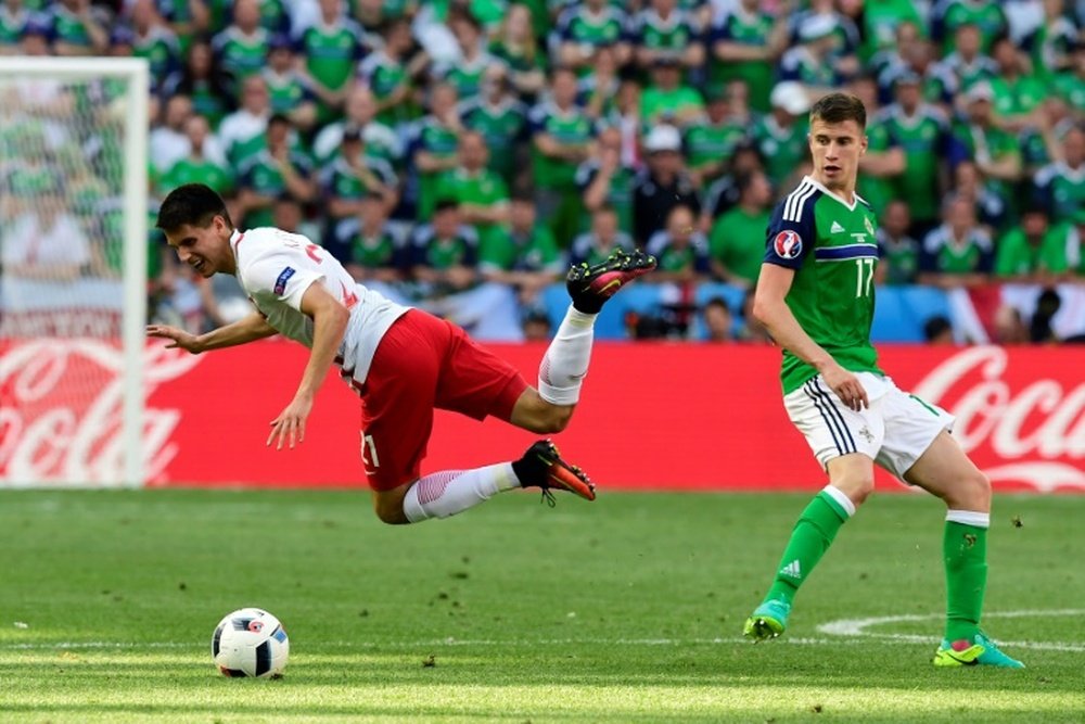 Northern Irelands Paddy McNair (right) had their best chance of the first half against the Czech Republic