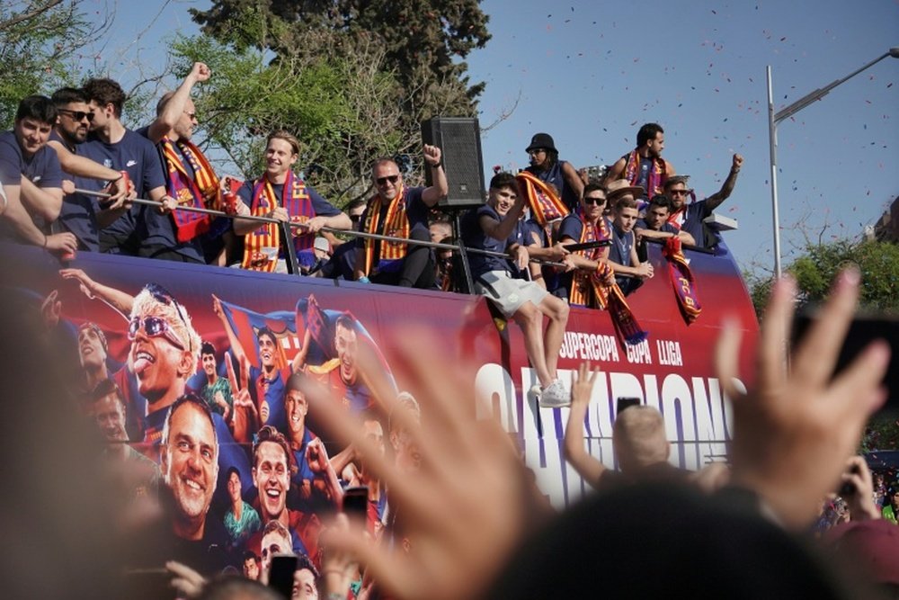 Flick quer repetir a festa do título do Barcelona todo ano. AFP