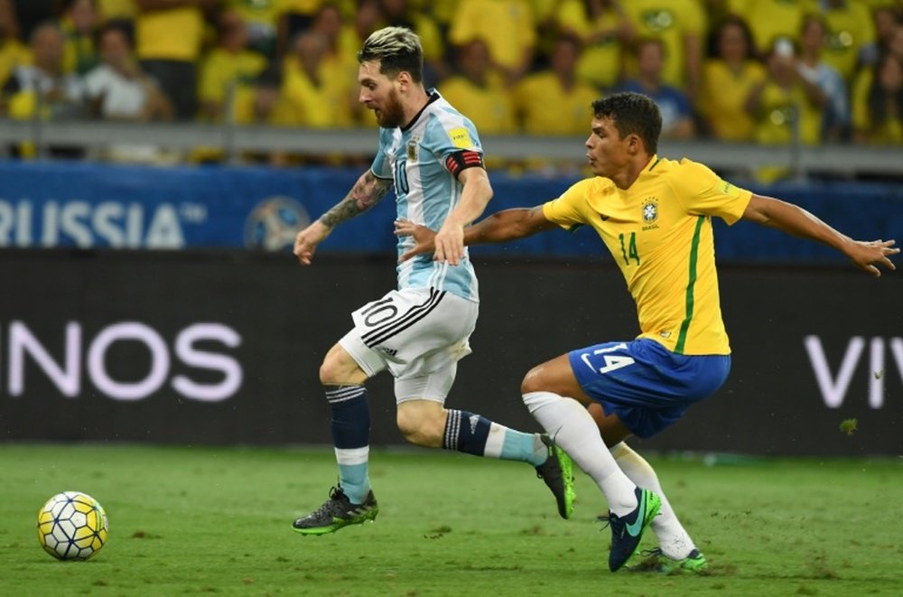 The Brazilian said Messi (L) is the toughest opponent he has faced.