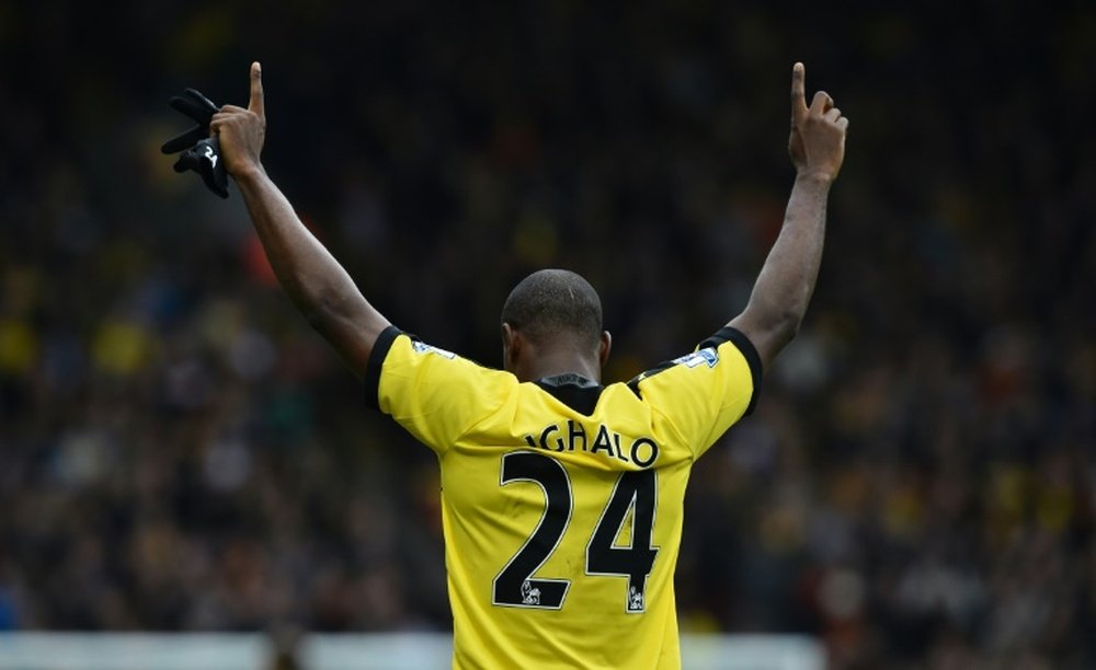 Ighalo celebrates scoring a goal for Watford. AFP