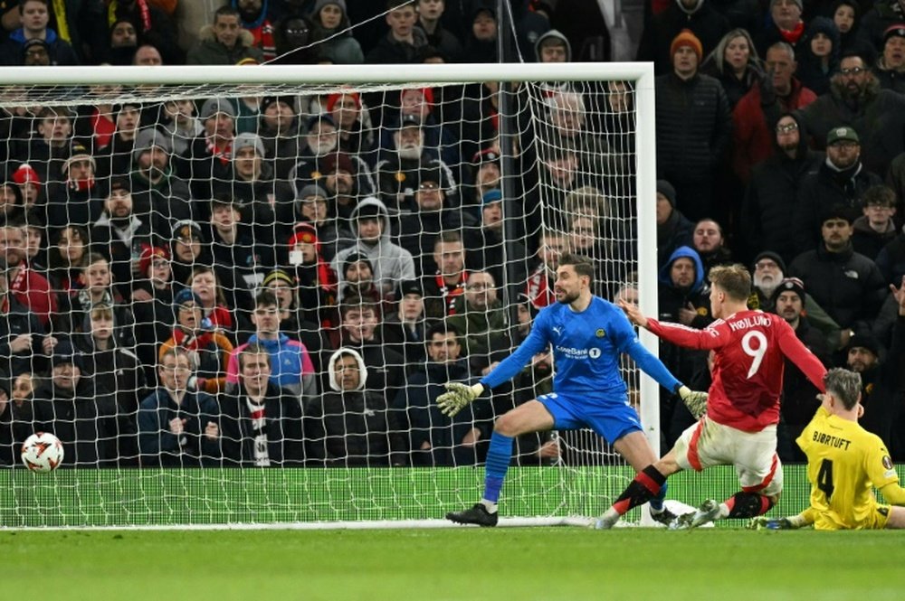 Hojlund scored a brace for United against Bodo Glimt on Thursday. AFP