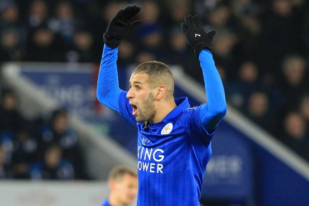 Slimani netted Leicester's second goal. AFP