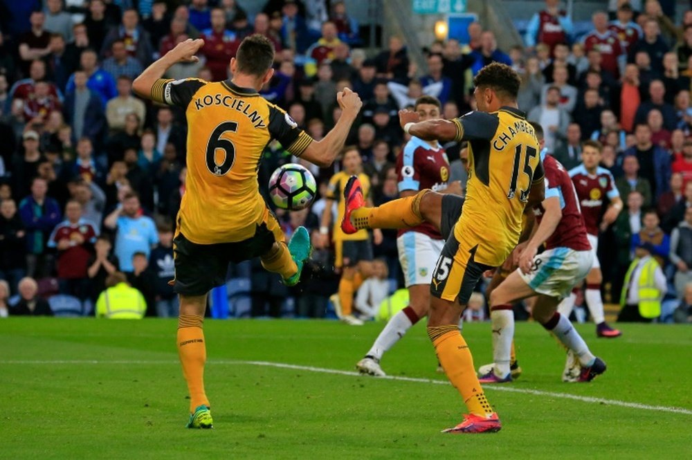 The ball appeared to strike the Frenchman's hand as it went in. AFP