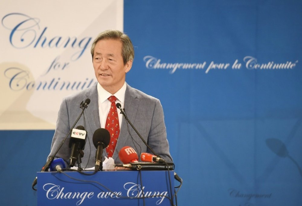 South Korean FIFA Honorary Vice President Chung Mong-Joon announces his candidacy for the upcoming FIFA presidential elections, in Paris, on August 17, 2015