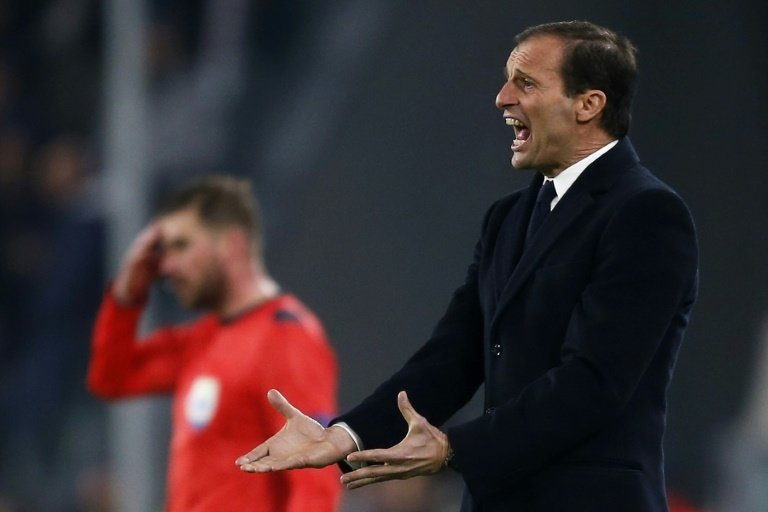 Juventus head coach Massimiliano Allegri reacts during their UEFA Champions League Group H match, at the Juventus Stadium in Turin, on December 7, 2016