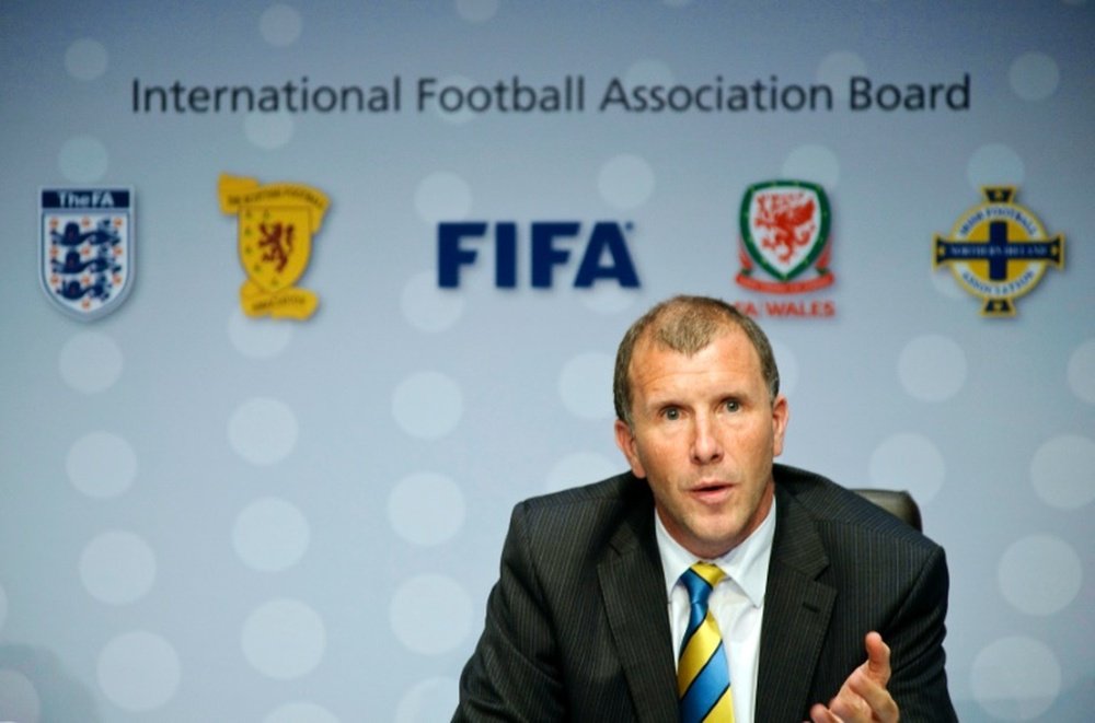 The Scottish FA General Secretary Stewart Regan speaks during a press conference following a meeting of the International Football Association Board on July 5, 2012 in Zurich