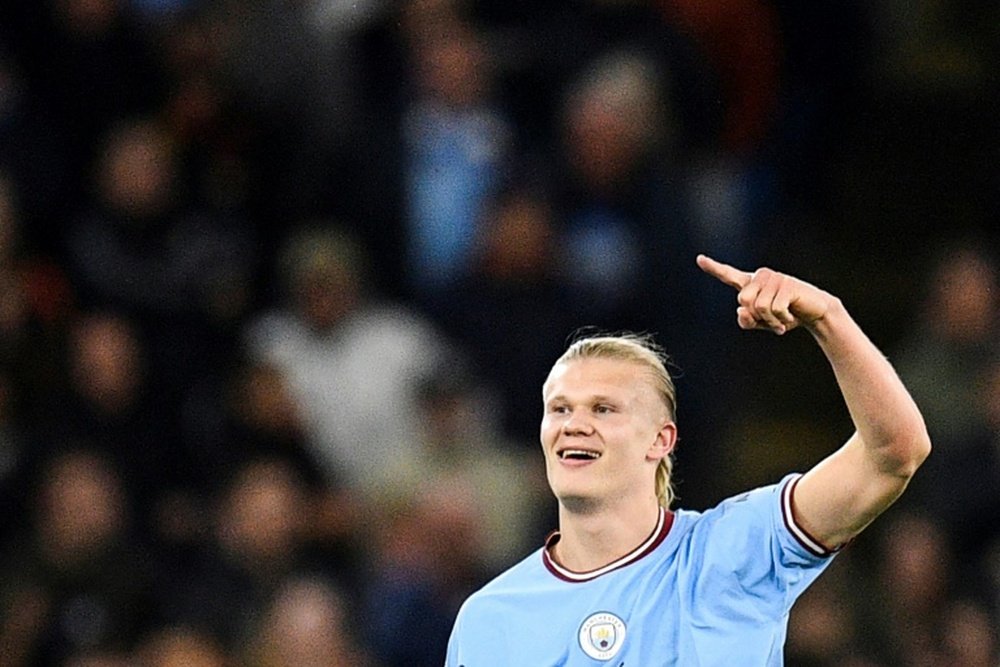 Haaland has become the Premier League's top scorer in a season. AFP