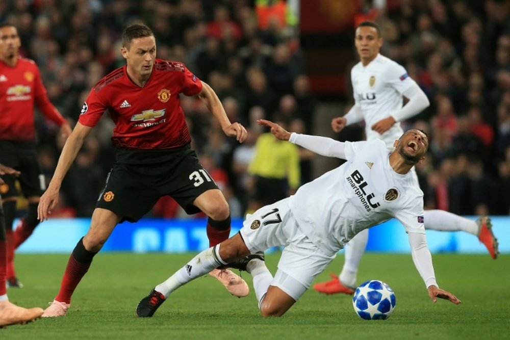 Nemanja Matic is a doubt for United's game against Chelsea. AFP