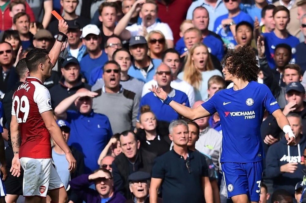 Luiz became the fifth Chelsea player to be sent off in their last eight games. AFP