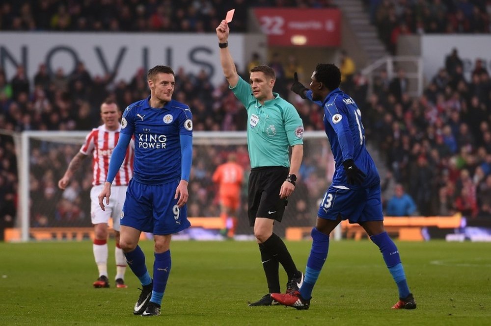 Vardy was sent off against Stoke City at the weekend. AFP