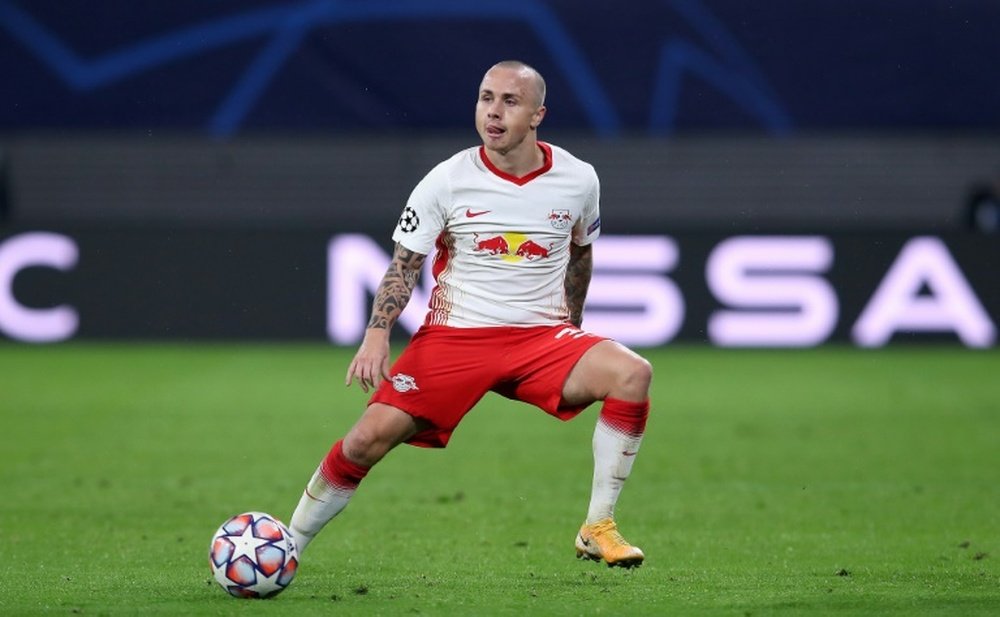 Angeliño está emprestado pelo Manchester City ao RB Leipzig. AFP