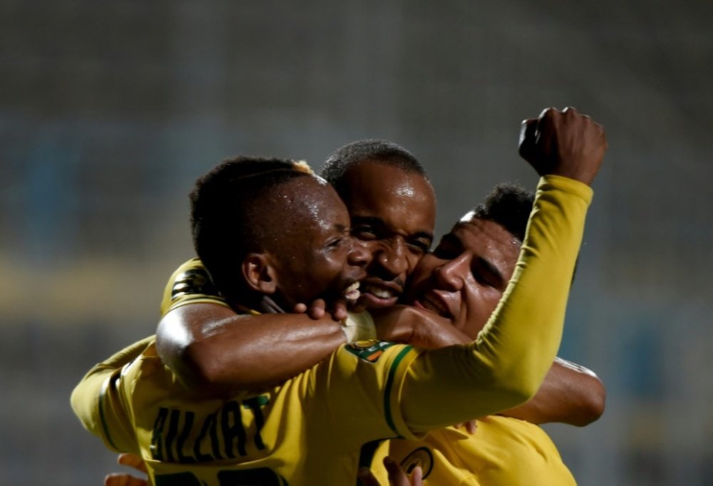 Mamelodi Sundowns players celebrate. AFP