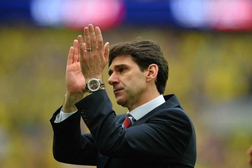 Middlesbroughs manager Aitor Karanka, pictured on May 25, 2015, was absent from the bench when Middlesbrough lost 2-0 at Charlton