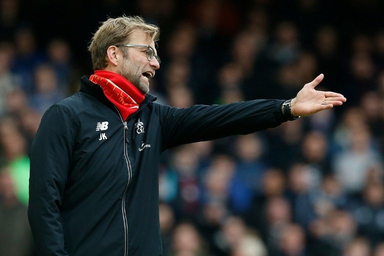 Liverpools manager Jurgen Klopp reacts during an English Premier League football match against West Ham United at The Boleyn Ground on January 2, 2016