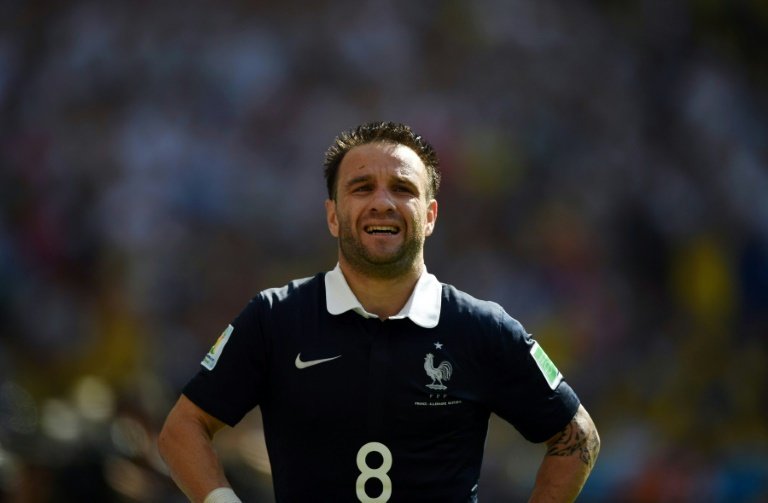 Frances midfielder Mathieu Valbuena reacts after missing a shot on goal during the quarter-final football match between France and Germany at the Maracana Stadium in Rio de Janeiro during the 2014 FIFA World Cup on July 4, 2014