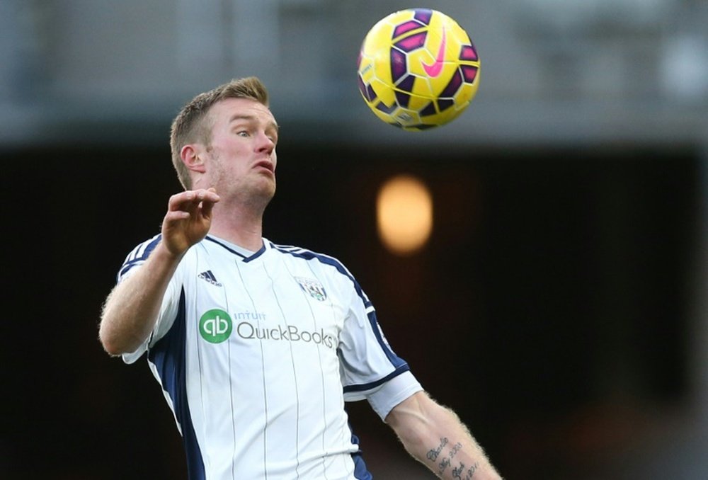 West Bromwich Albions midfielder Chris Brunt, pictured on February 21, 2015, has ruptured the anterior cruciate ligament in his right knee