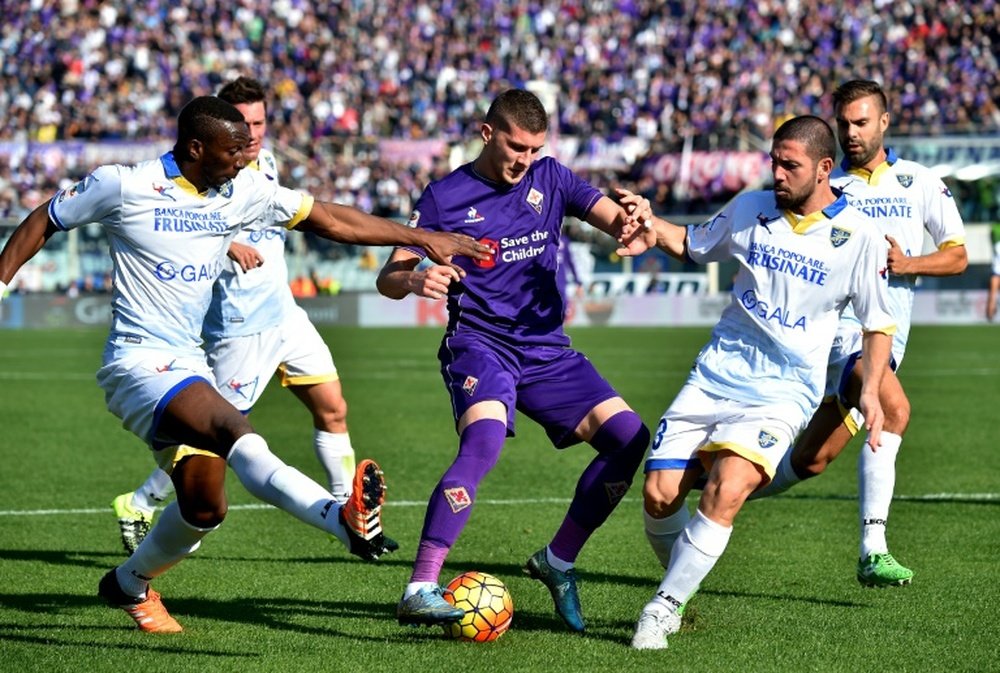 Ante Rebic (centre) scored the opener for Fiorentina against Frosine
