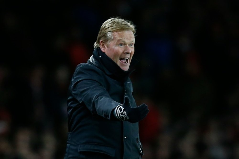 Southamptons manager Ronald Koeman gestures during the English Premier League football match between Arsenal and Southampton at the Emirates Stadium in London on February 2, 2016