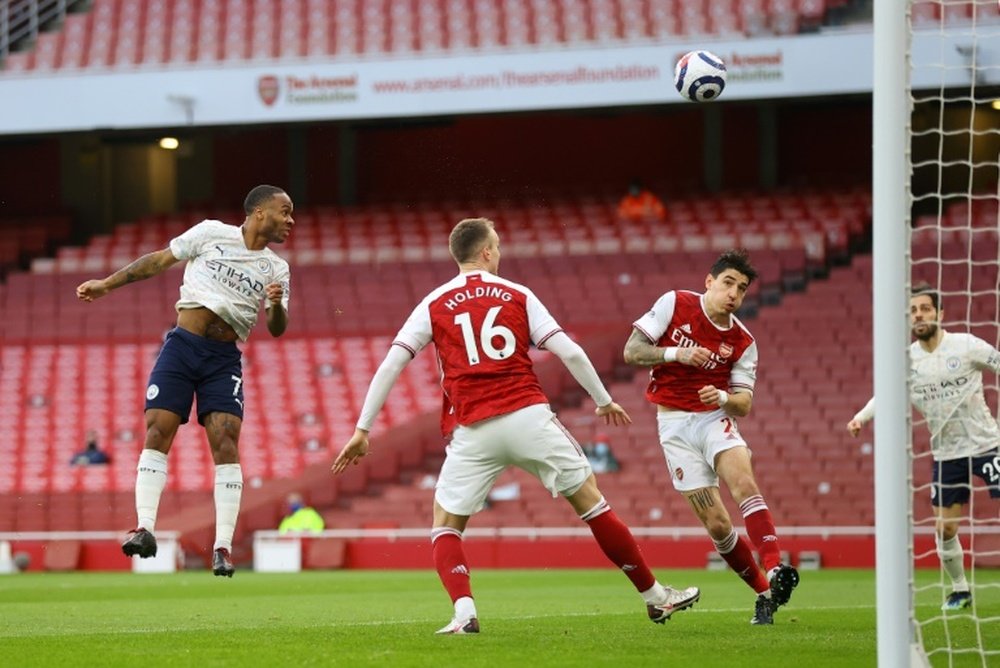 Raheem Sterling marcou o único gol do Manchester City contra o Arsenal. AFP