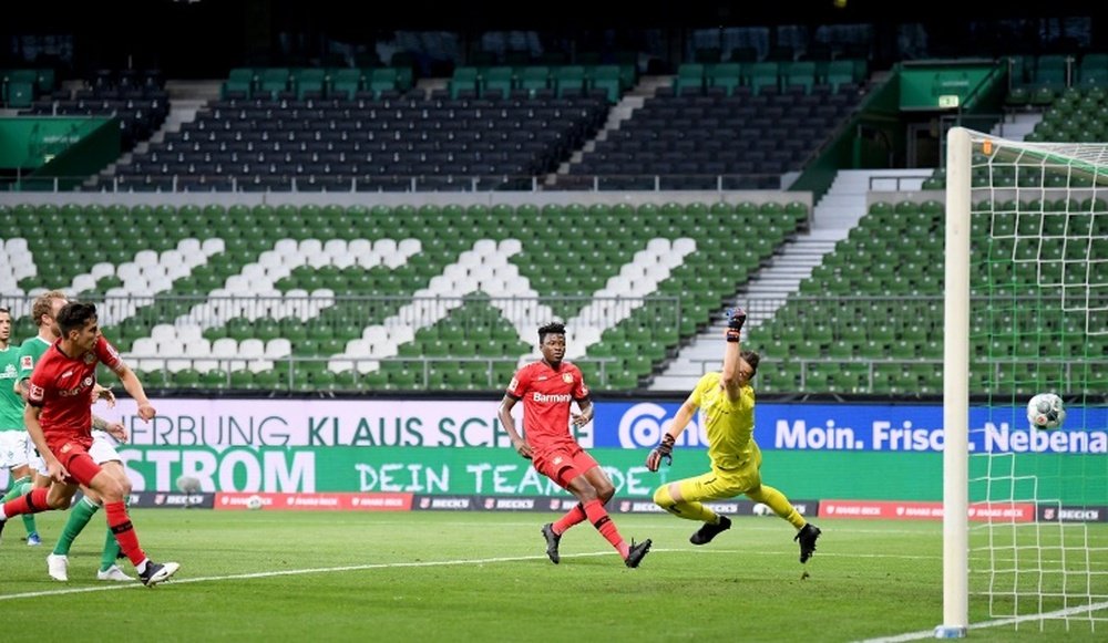 Kai Havertz scored twice in Leverkusen's win over Bremen. AFP