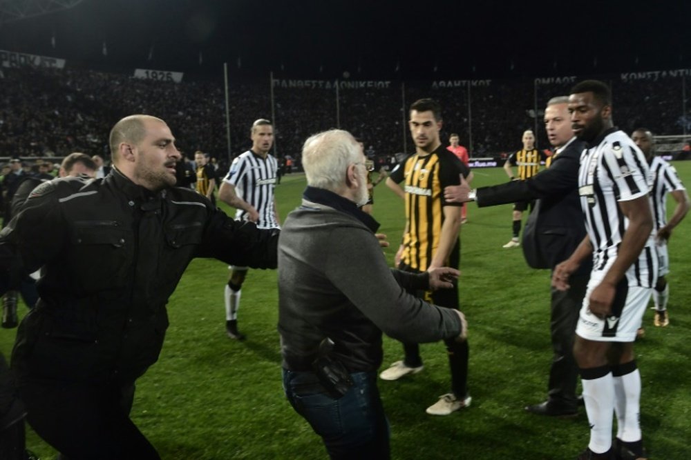 Latest crisis involved POAK president storming the pitch with a gun. AFP