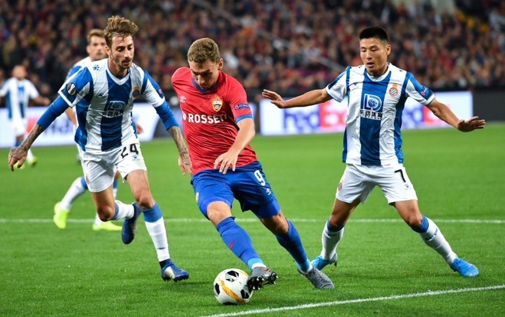 El Espanyol venció en el Arena CSKA. AFP