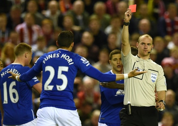 Everton's Funes Mori apologises for derby red card