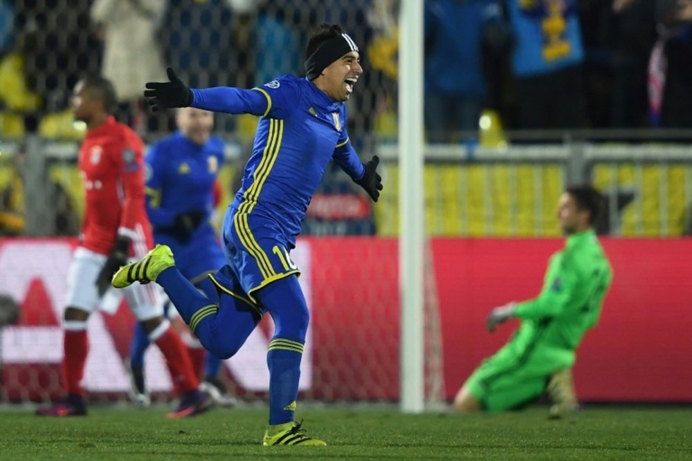 Rostov midfielder Christian Noboa celebrates after scoring from a free-kick. AFP