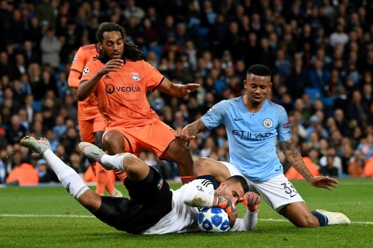 Gabriel Jesus struggled against Lyon's defence on Wednesday. AFP