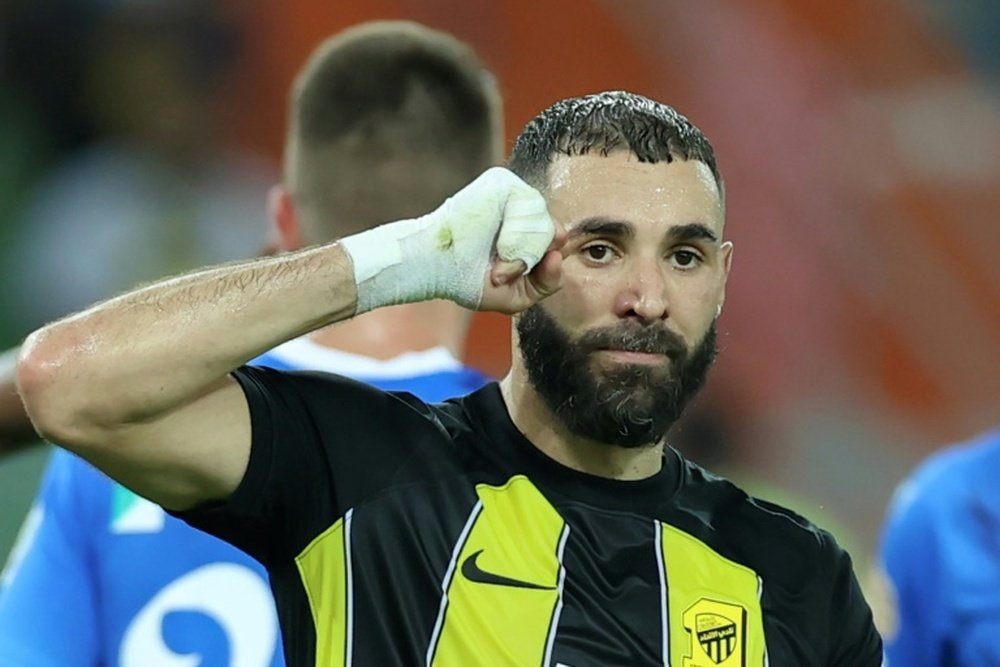Benzema seems to be disappointed with his time at Al-Ittihad. AFP