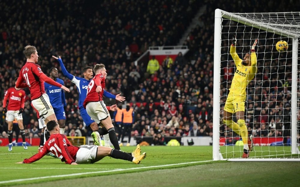 Scott McTominay (C) got both goals as Manchester United saw off Chelsea. AFP