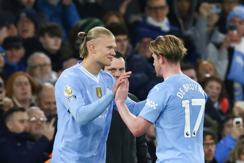 Haaland scored his 50th Premier League goal in 50 domestic starts. AFP