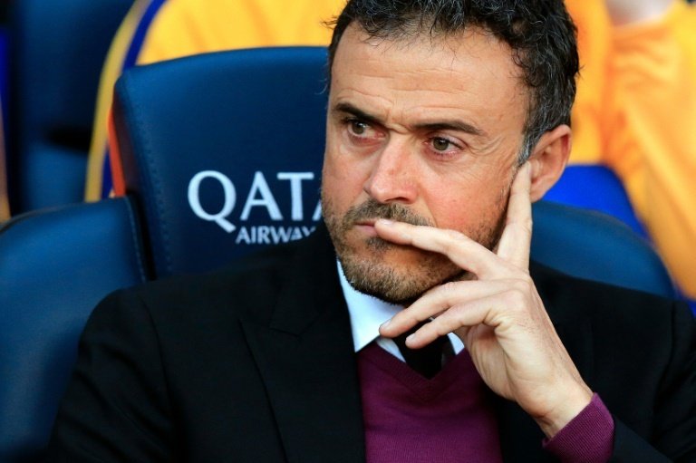 FC Barcelonas Spanish coach Luis Enrique looks on before the Spanish league football match FC Barcelona vs Deportivo de La Coruna at the Camp Nou stadium in Barcelona on December 12, 2015
