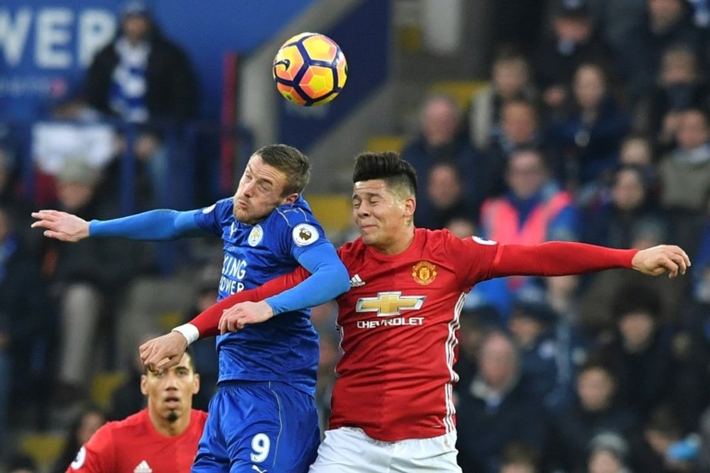 Marcos Rojo (R) could be joining Chris Smalling at Roma. AFP