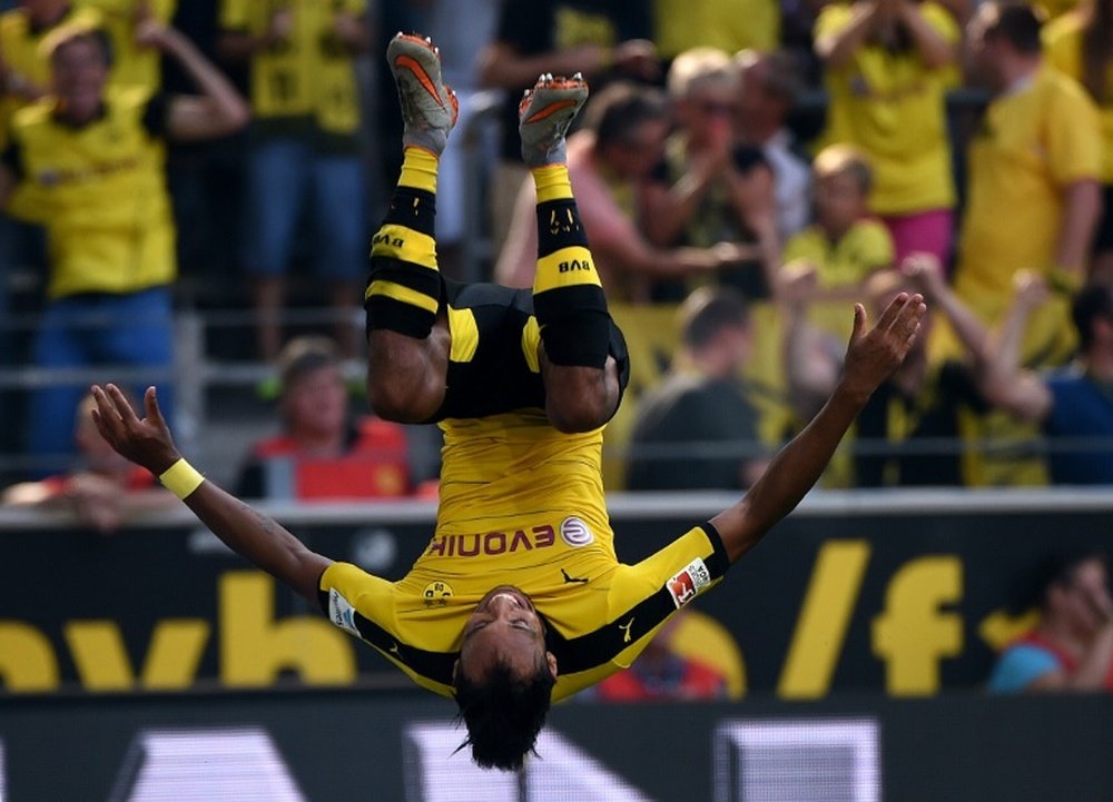 Aubameyang celebrating for Dortmund. Mundo Deportivo