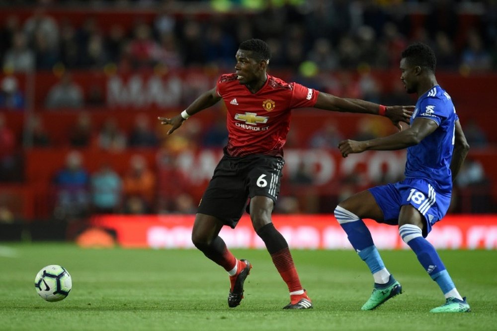 Pogba was given the captain's armband against Leicester. AFP