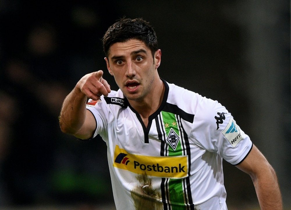 Moenchengladbachs midfielder Lars Stindl celebrates scoring during the German first division football Bundesliga match Borussia Moenchengladbach v Werder Bremen in Moenchengladbach, western Germany, on February 5, 2016