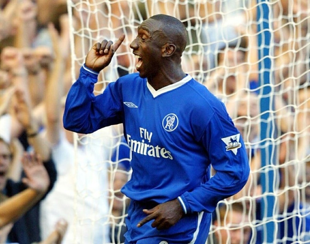 Jimmy Floyd Hasselbaink celebrates after scoring for Chelsea. AFP