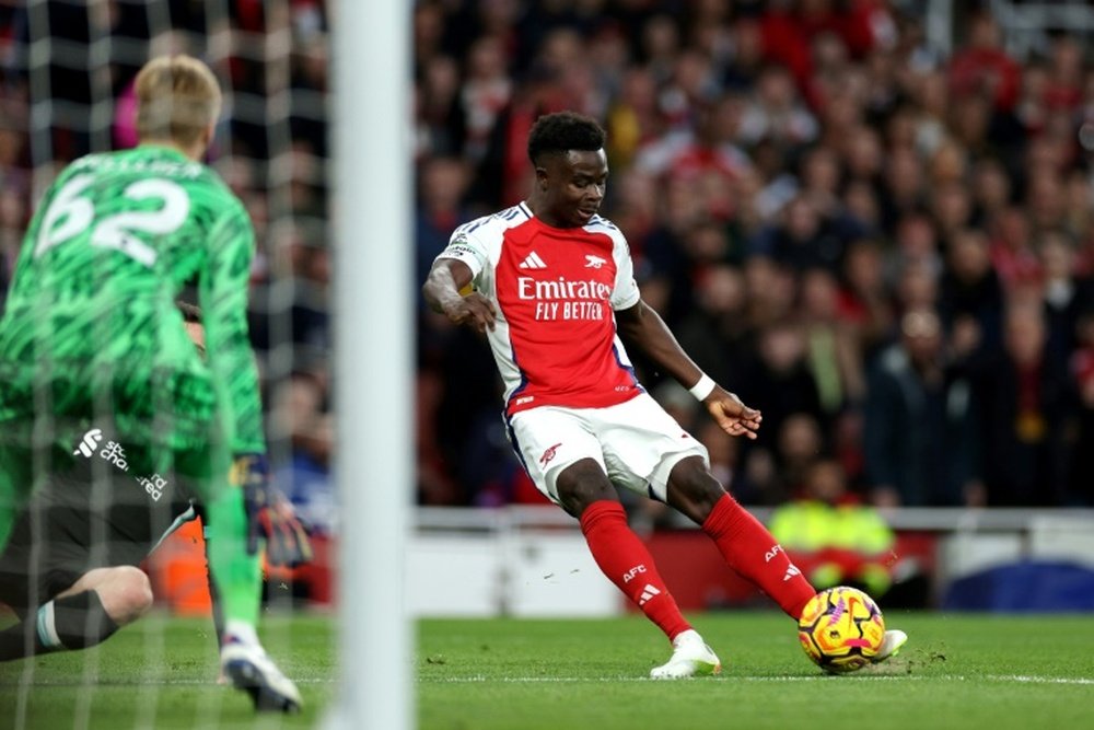 Saka has scored in each of his past three games. AFP