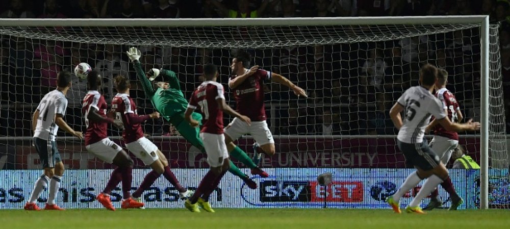 Northampton played Manchester United at the Sixfields stadium in 2016. AFP