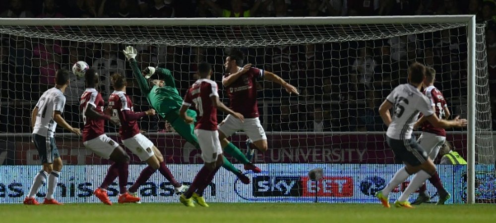 Northampton played Manchester United at the Sixfields stadium in 2016. AFP